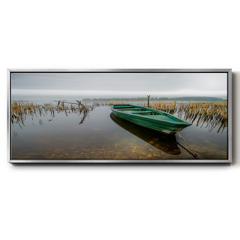 «Green One», peinture sur toile encadrée, H 24 po x l 60 po, Argent