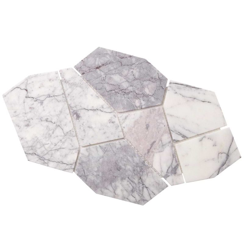 Nature Organica 12x20 Honed Marble Mosaic Tile, Lilac Tumbled