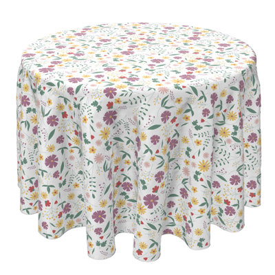 Round Tablecloth, 100% Cotton, 60 Round", Vintage Print Floral