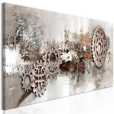 Complicated Machine Narrow - Wrapped Canvas Painting Williston Forge Size: 18 H x 53 W x 1 D
