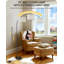 Lampe sur pied à arc avec base en marbre, hauteur réglable et abat-jour rotatif, lampe sur pied à intensité variable pour le salon avec télécommande et interrupteur au pied, lampe de lecture arquée 3CCT sur canapé
