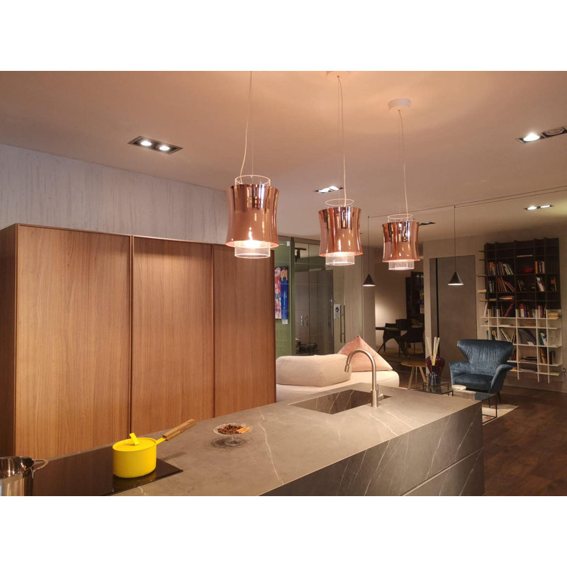 Fez 1 - Light Chrome Unique/Statement Pendant, Glossy Copper, 200cm H x 22.5cm W x 22.5cm D
