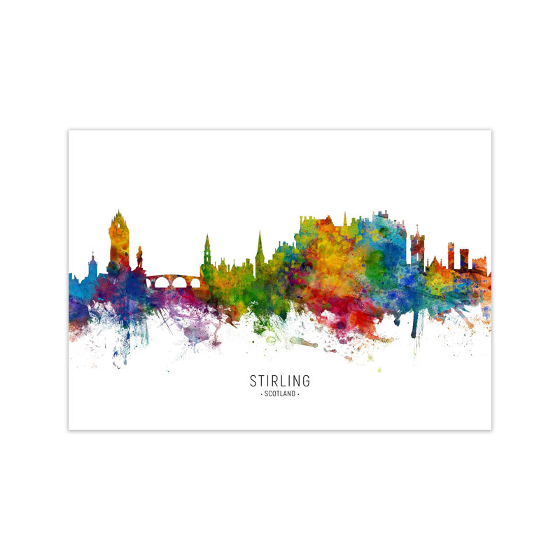 Stirling Scotland Skyline by Michael Tompsett - Print, 60cm H x 84cm W x 1cm D, Unframed