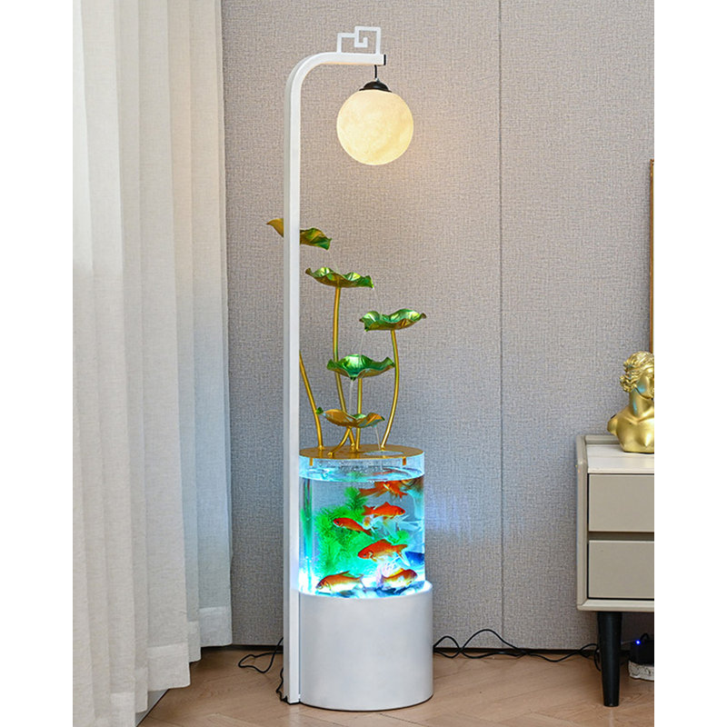 Bocal à poissons avec fontaine Lotus & Moon, Blanc