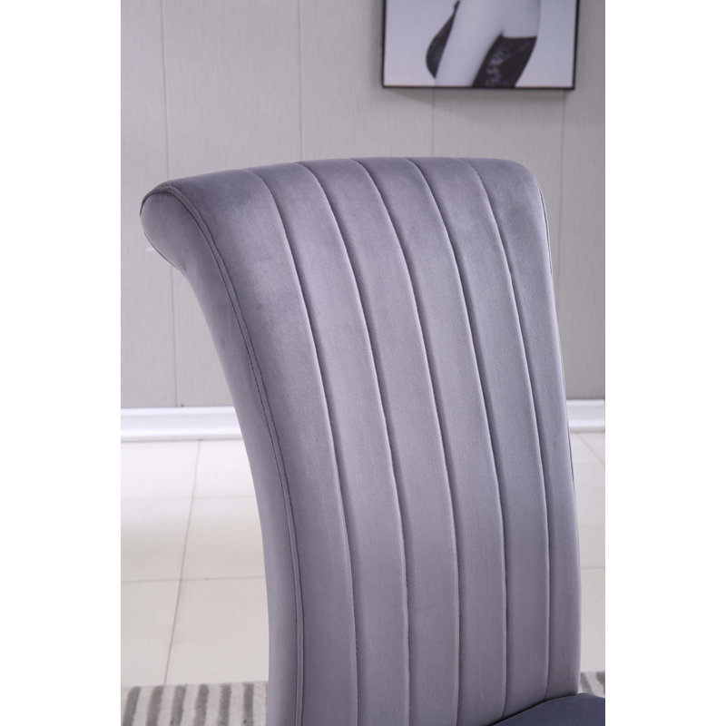 Chaises de salle à manger en velours, chaises d'appoint sans accoudoirs, Gris