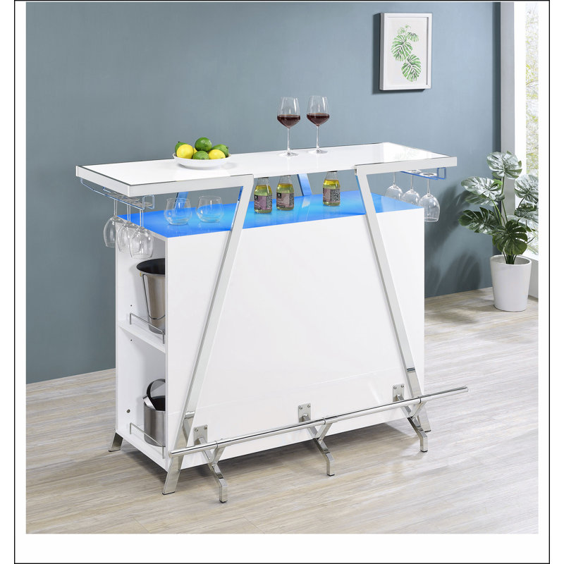 Katia White High Gloss Wine Cabinet with LED