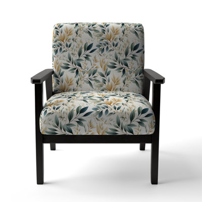 Chaise d'appoint rembourrée bohème et éclectique Neutral Leaves