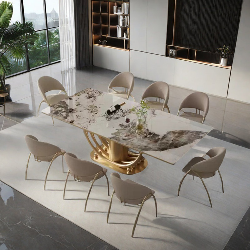 Ensemble de table de salle à manger moderne en pierre frittée, H 29,5 po x L 86,6 po x l 39,4 po