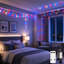 Guirlande lumineuse à DEL 8 lumières pour l'extérieur, rouge, blanc et bleu avec télécommande et imperméable