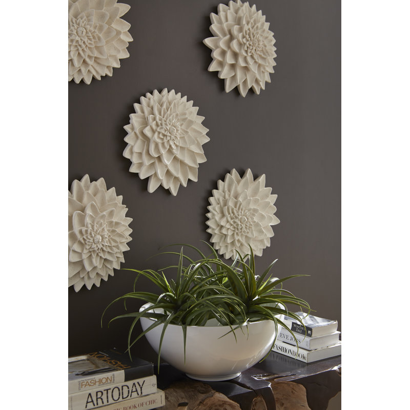 Bol décoratif contemporain en résine Sulu de couleur noire, Blanc