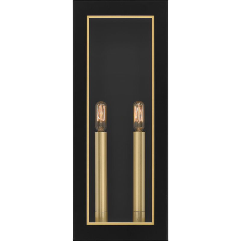 Hannis 2-Light Matte Black Outdoor Wall Lantern, 19" H x 7.5" W x 5.5" D