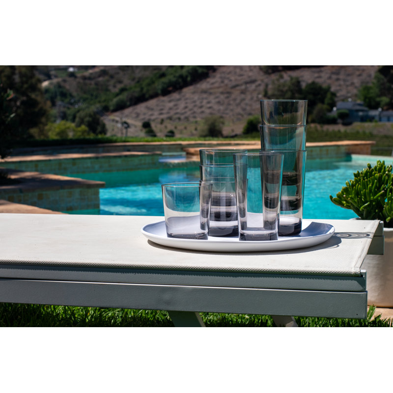 Elton 8-Piece Acrylic Assorted Glassware Set, Gray