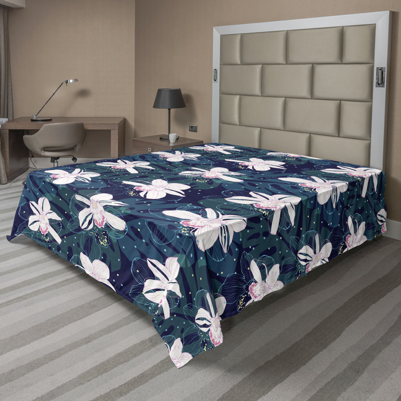 Drap plat à motif floral bohème Ambesonne, Drap plat pour très grand lit californien
