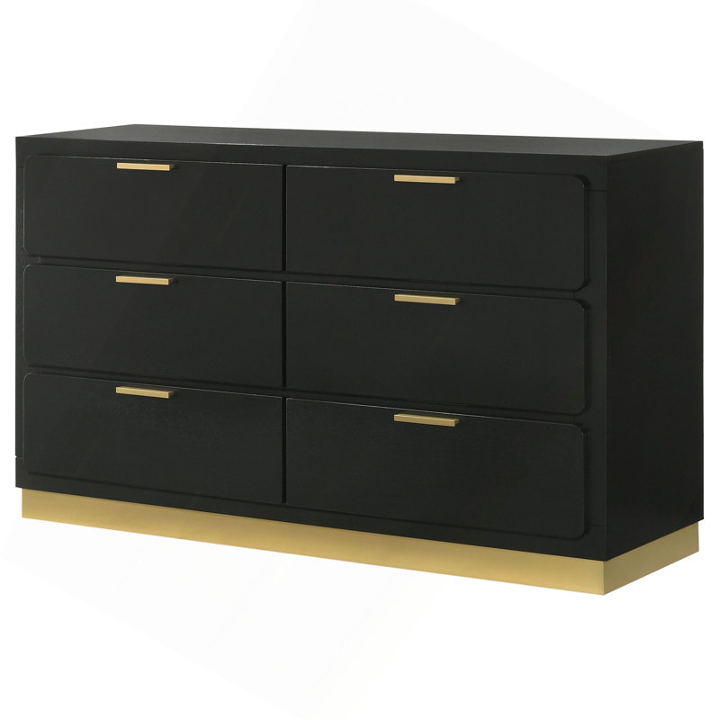 Commode de chambre à 6 tiroirs, Noir