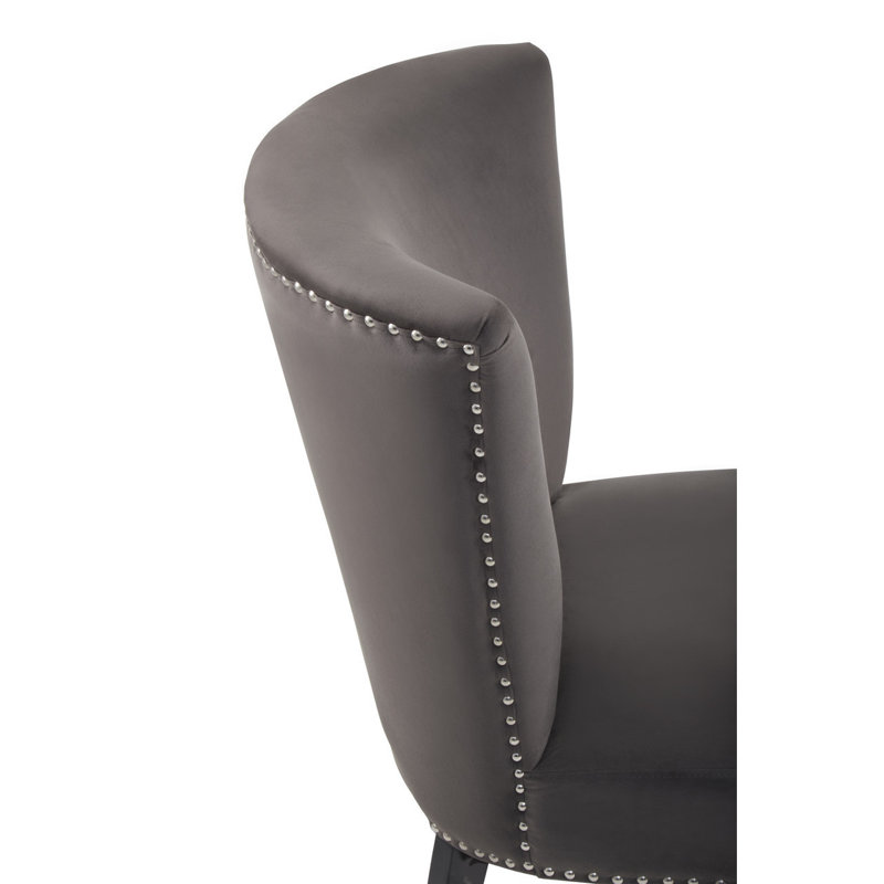 Otsego 47cm H Velvet Upholstered Side Chair, Dark Mink