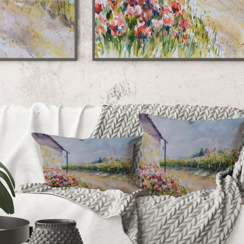 Coussin Poppy Flowers By A Countryside Road