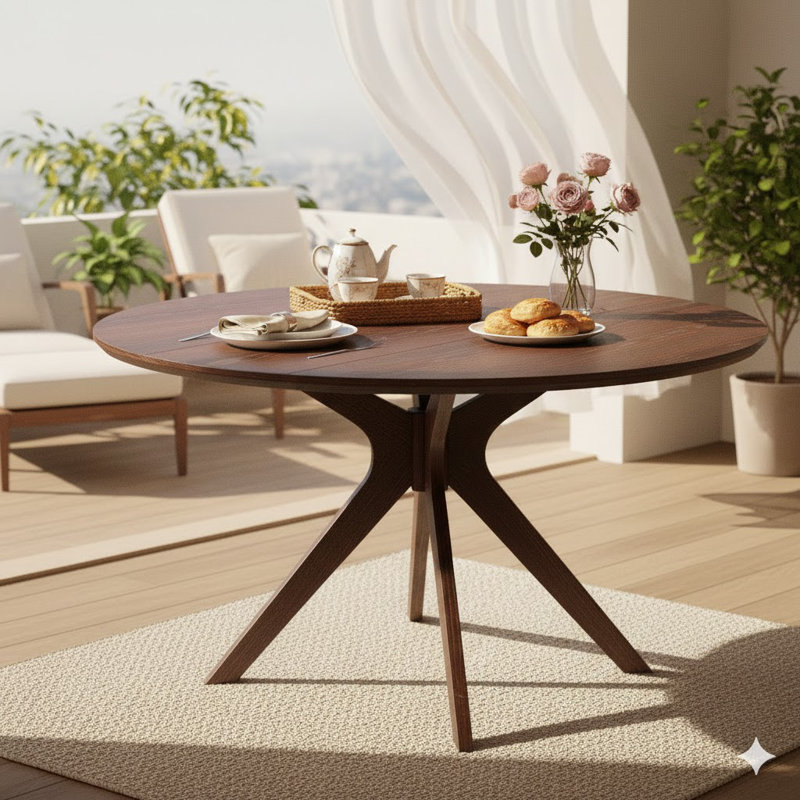 Table de salle à manger 47,2 "en bois massif pour 4 à 6 personnes avec base piédestal entrecroisée
