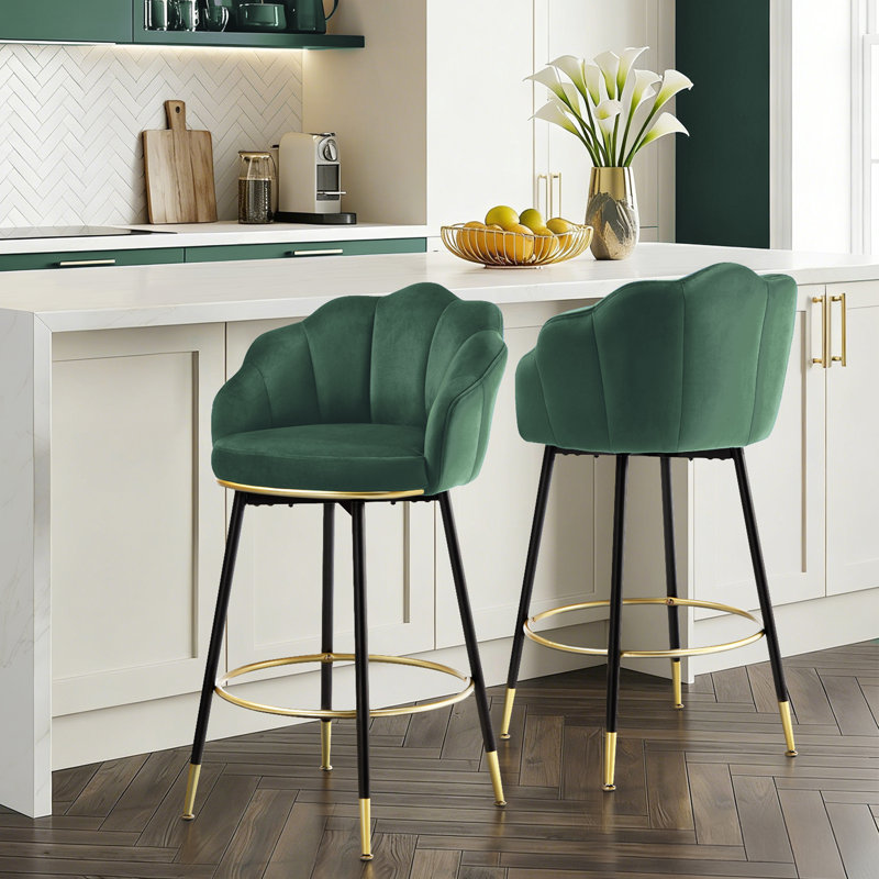 Tabouret de bar rotatif 29 po Olvina, Vert