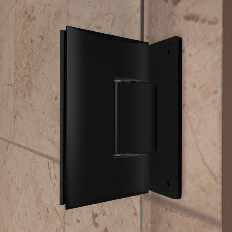 Unidoor 26" W x 72" H Hinged Frameless Shower Door with ClearMax™ Technology, Clear Glass, Matte Black