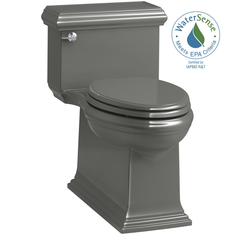 Memoirs Comfort Height 1.28 gpf One-piece Compact Elongated Toilet, Thunder Gray