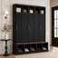 Meuble de rangement polyvalent pour entrée de style champêtre avec placard intégré, étagère à chaussures et casiers d'exposition-1050111896