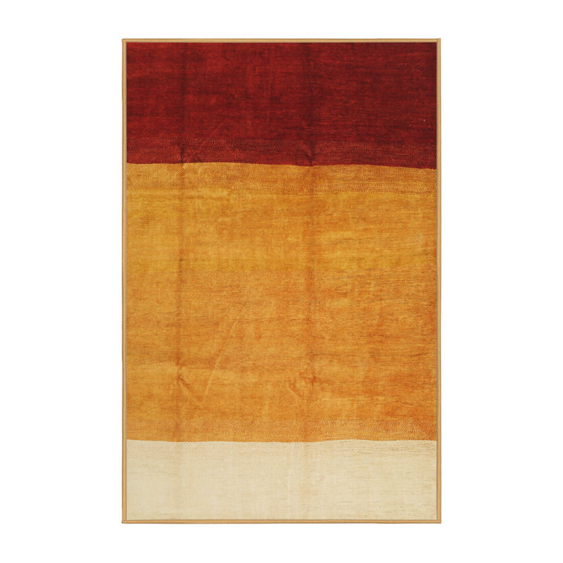 Tapis de zone jaune/rouge/beige contemporaine, Rectangle 5 pi x 7 pi