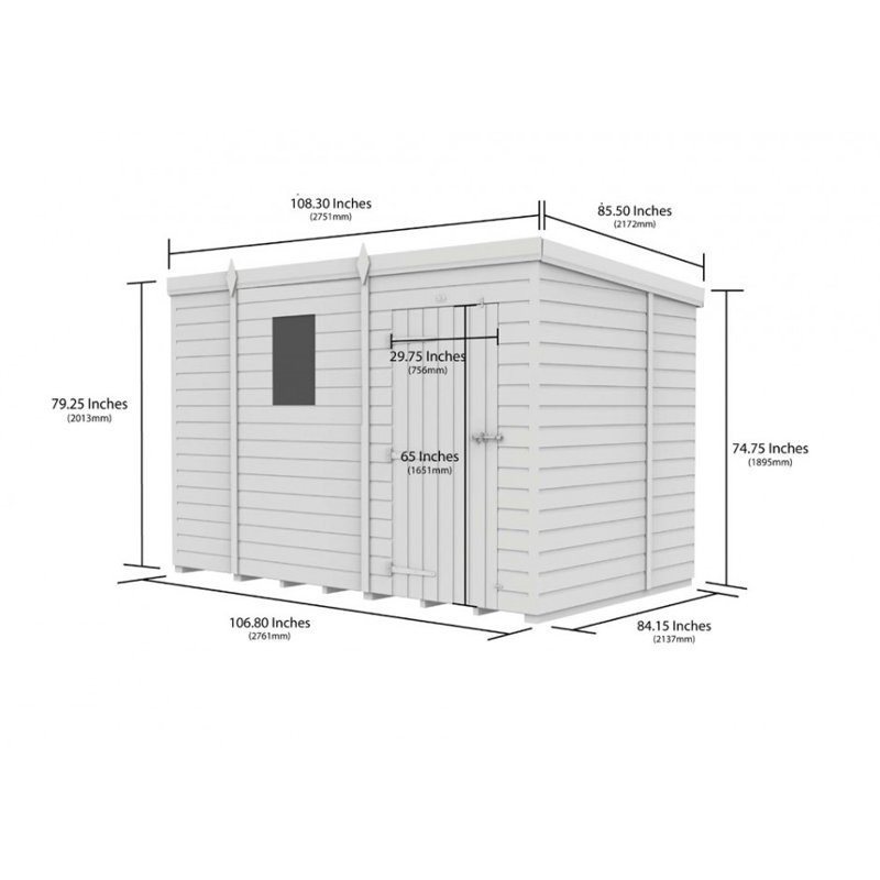 9x7 Pent Composite Shed