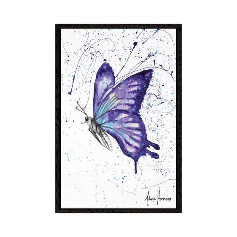 Lavender Butterfly by Ashvin Harrison - Print on Canvas, 101.6 cm H x 66.04 cm W, Black Framed