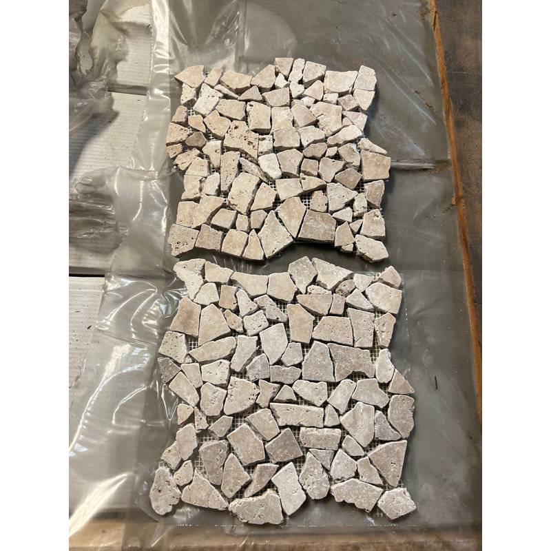 Carrelage mosaïque caillou noyer en travertin