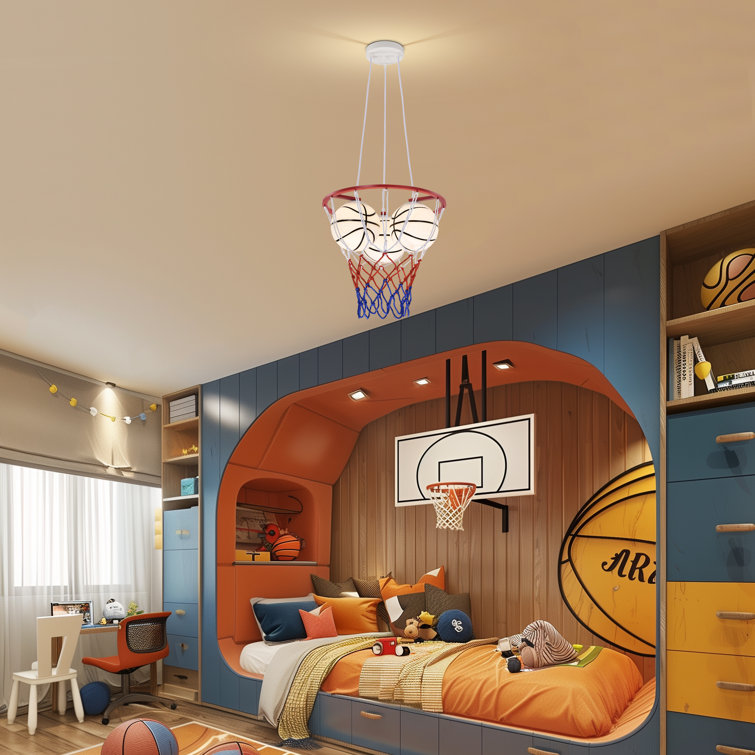 Isabelle & Max™ 60-watt 3-light White, Red And Blue Basketball Pendant Light