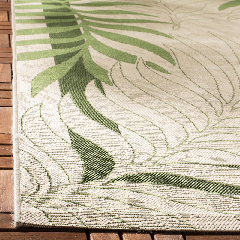 Allick Cream/Green Indoor/Outdoor Rug, Square 160 cm