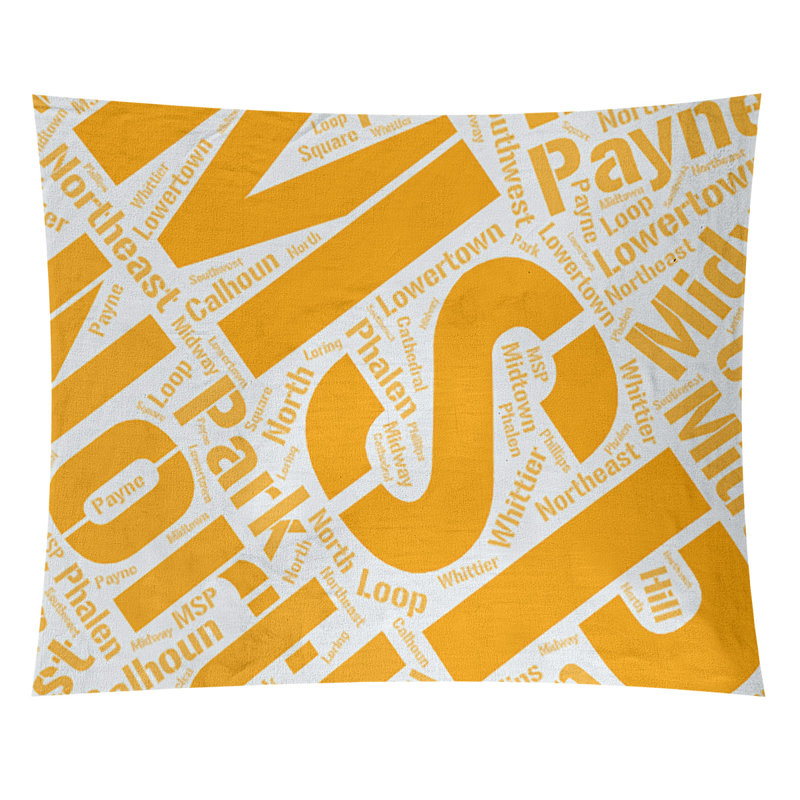 Tapisserie de polyester districts, art word, H 88 po x l 104 po, Orange, Minneapolis – Saint Paul