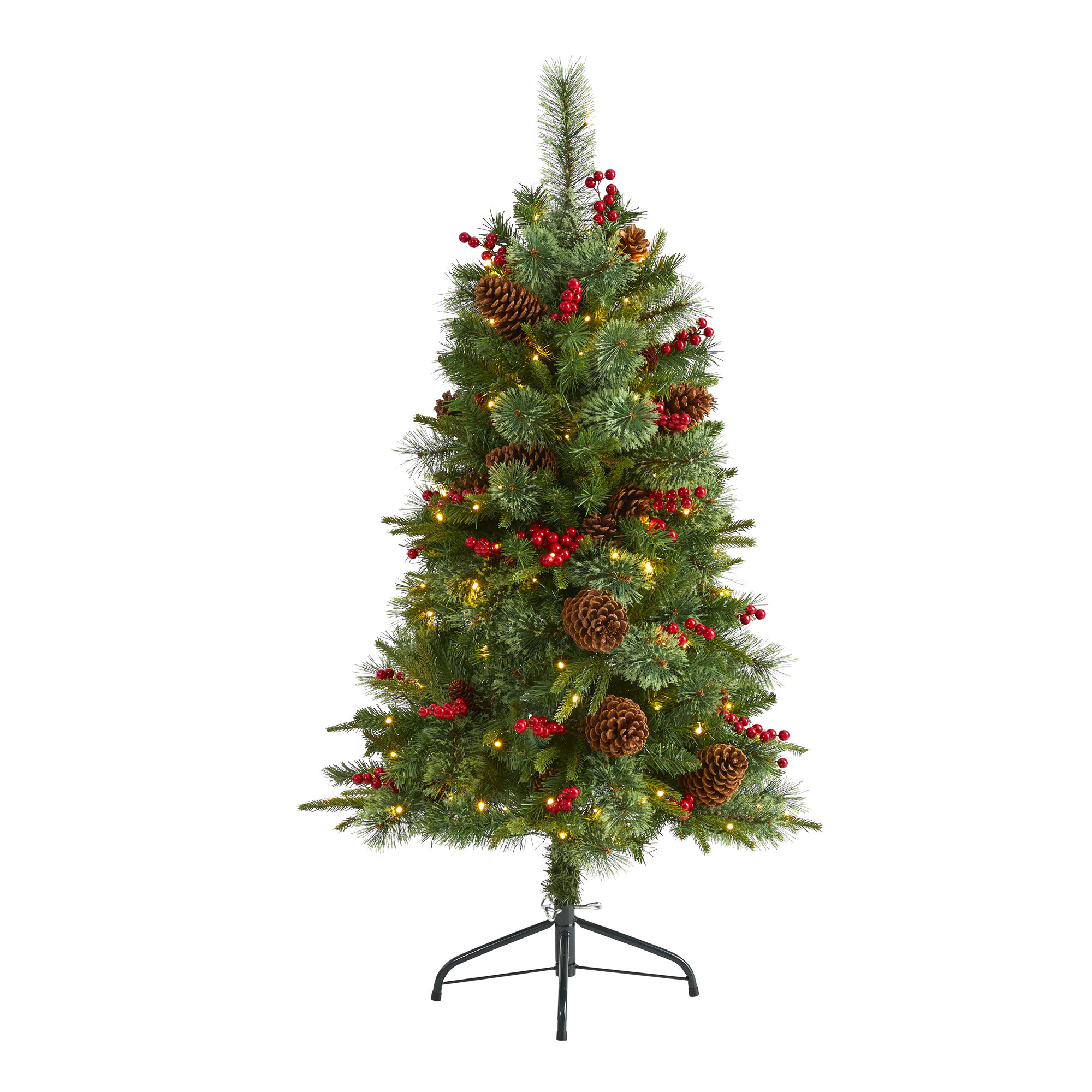 Lighted Artificial Pine Christmas Tree, 4' H