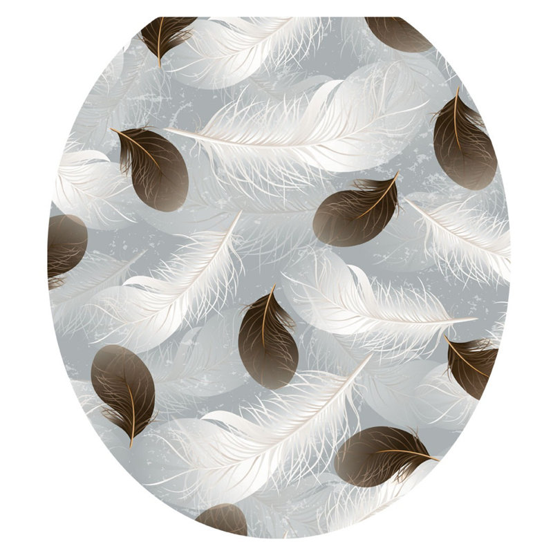 Décalcomanie de siège de toilette moderne Feathers Adrift - couvercles de toilette statiques en vinyle, Rond