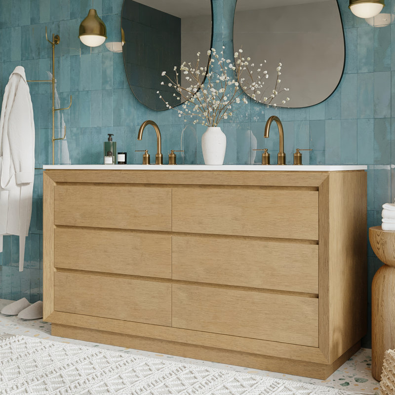Meuble-lavabo double 60 po avec plateau en quartz Antony