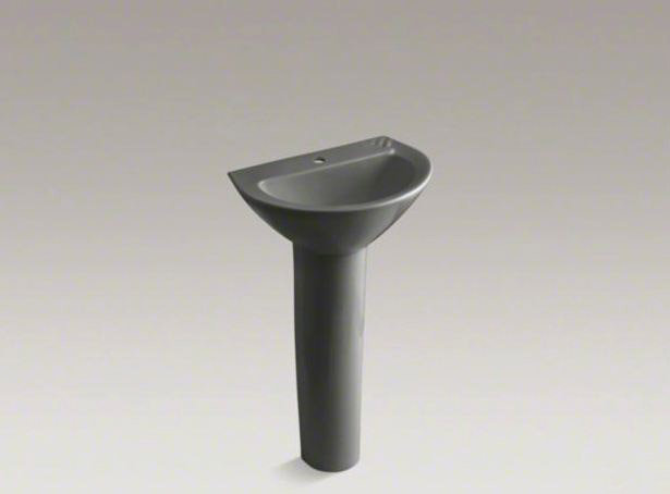 Parigi® Ceramic 20" Pedestal Bathroom Sink, Almond, Single