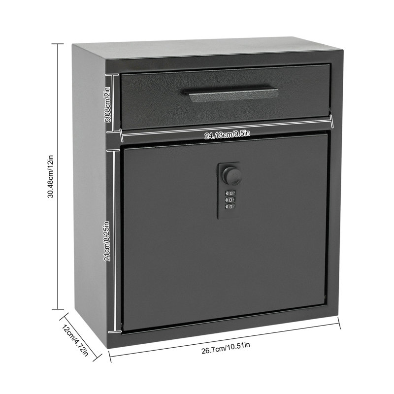 Lockable Mailbox Wall‑mounted Drop Box Letter Box with Combination Lock Suggestion Box Donation Box for Home Apartment Office