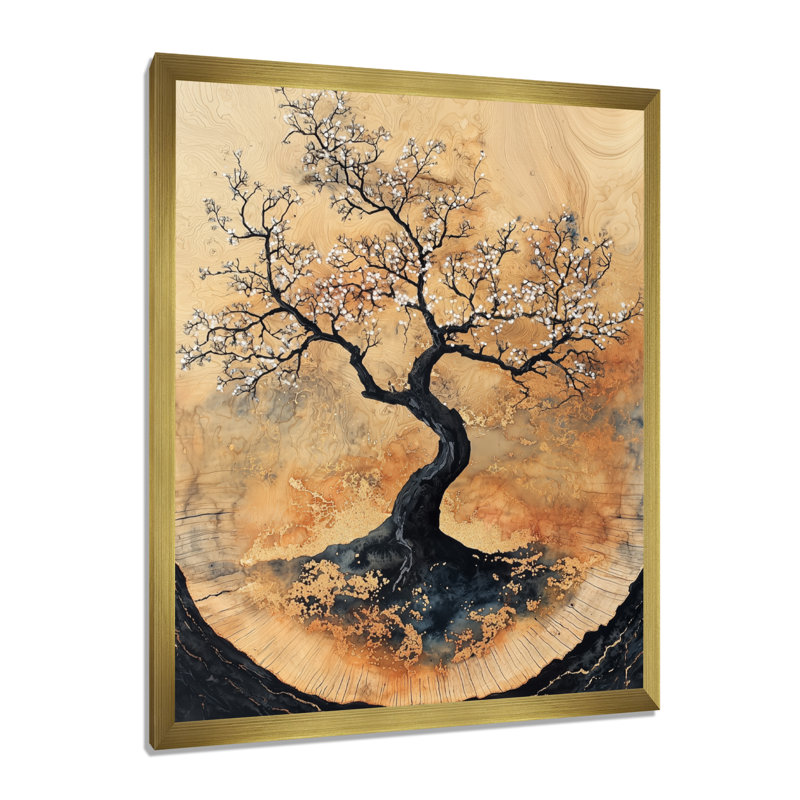 Hernandes - Floral Wall Decor, 32" H x 16" W, Single Picture Framed Print, Gold