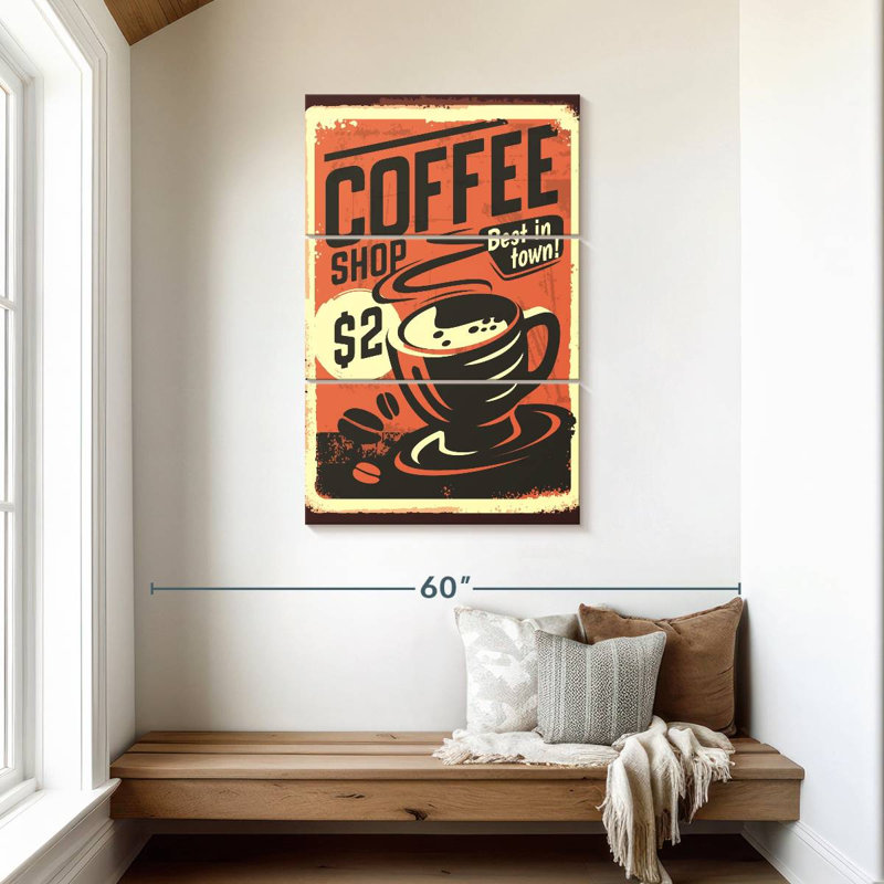 Affiche de café rétro, H 45 po x l 28 po