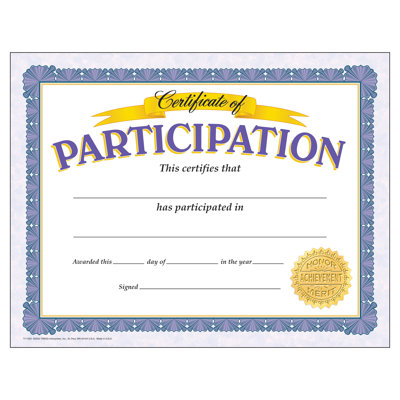 Certificate of Participation Award