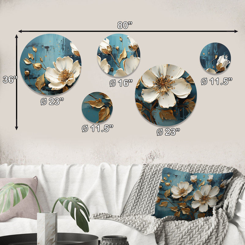 Fleurs blanches et bleues, coquelicots, arbre IV