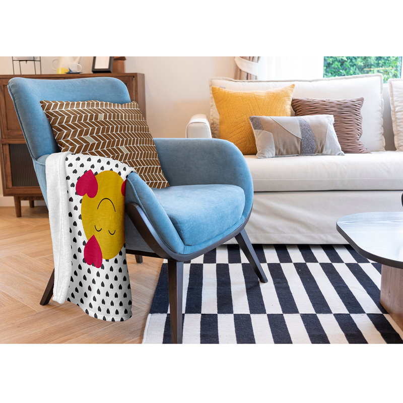 Jeté Love Emoji 50 "x 60" Saint-Valentin, L 30 po x L 39,75 po, Gris foncé