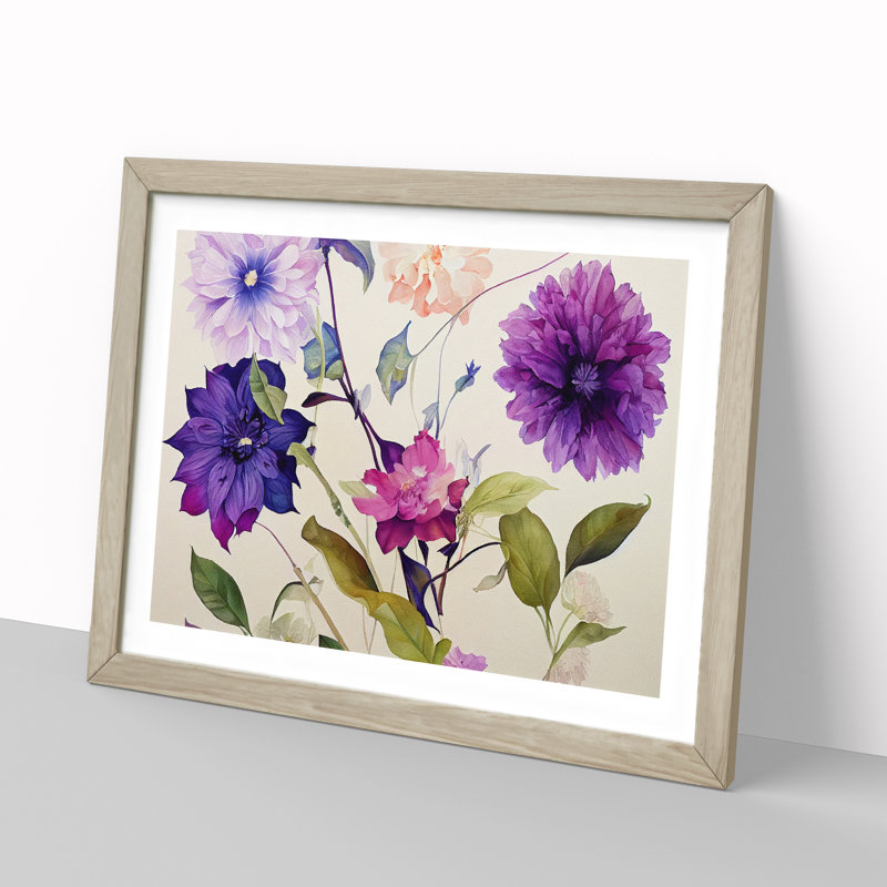 Amazing Watercolour Flowers - Framed Print, 25cm H x 34cm W x 2cm D, Oak