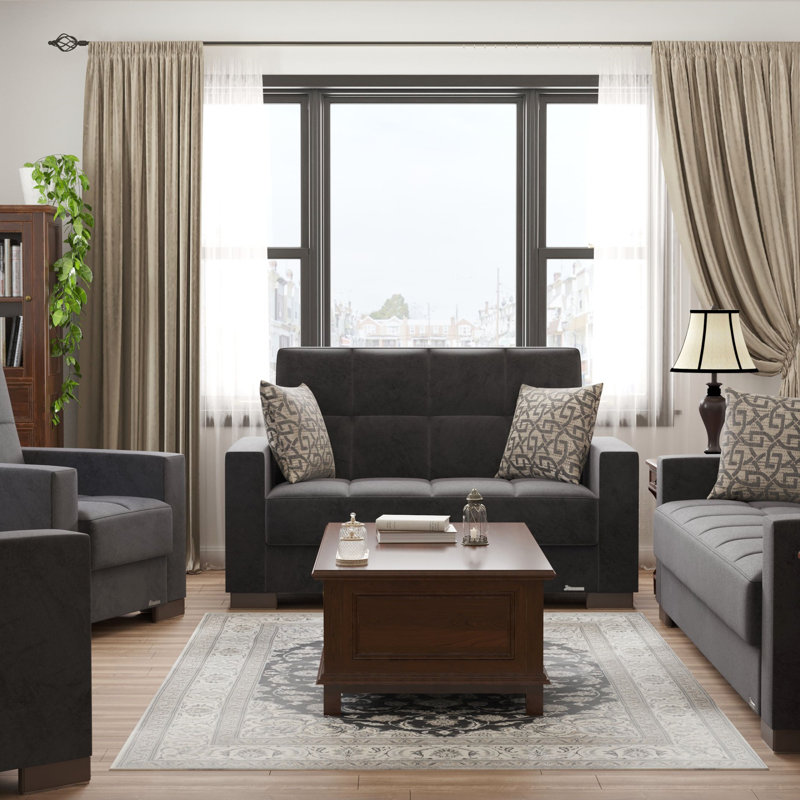 Causeuse convertible avec rangement Primenest Zenaero Collection, Microfibre noire