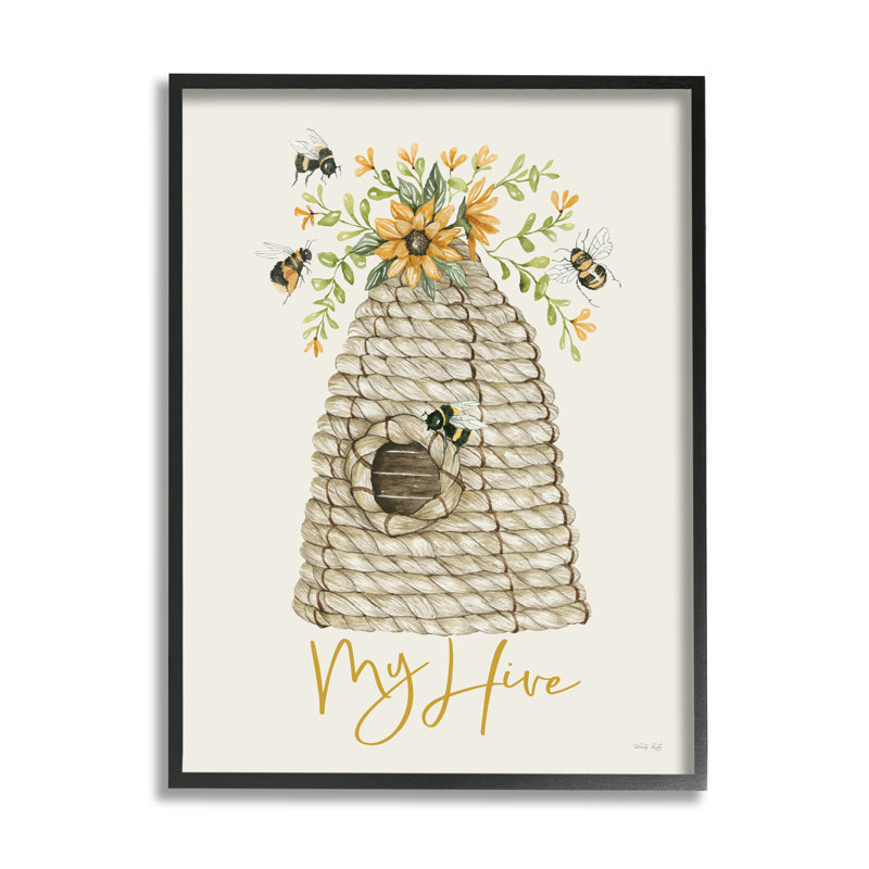 Insecte My Hive, H 11 po x l 11 po x P 1,5 po, Giclée encadrée noir minuit
