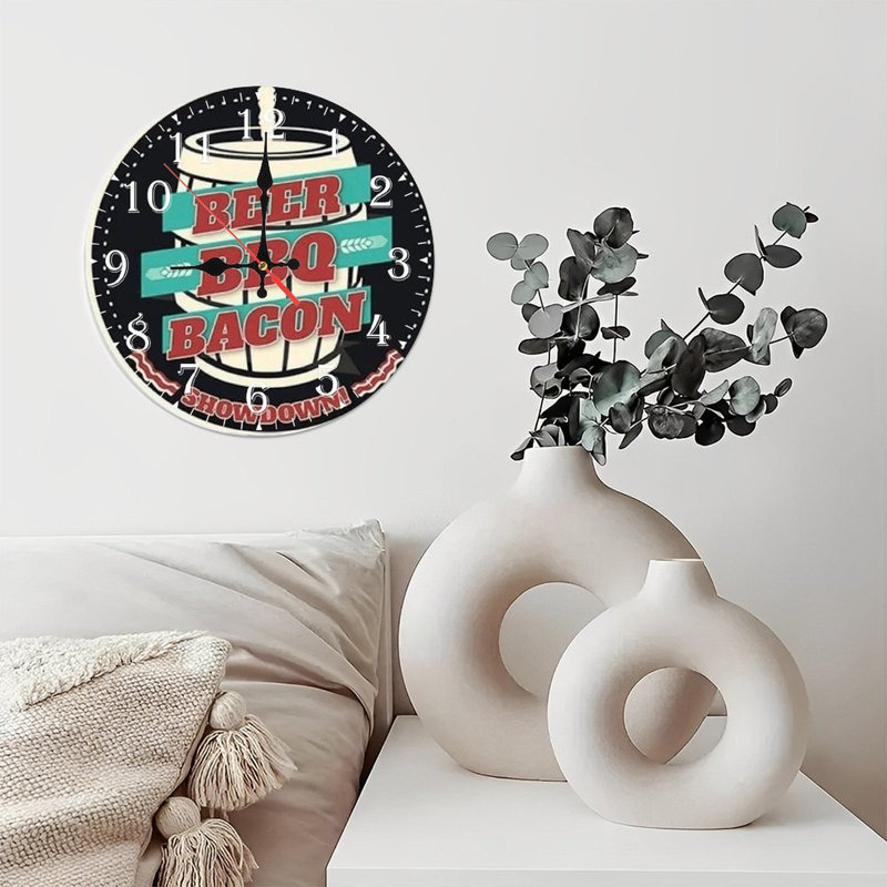 Horloge murale en bois 10 po, mouvement silencieux, à piles (piles AA non incluses), décor artistique, parfait pour les décorations