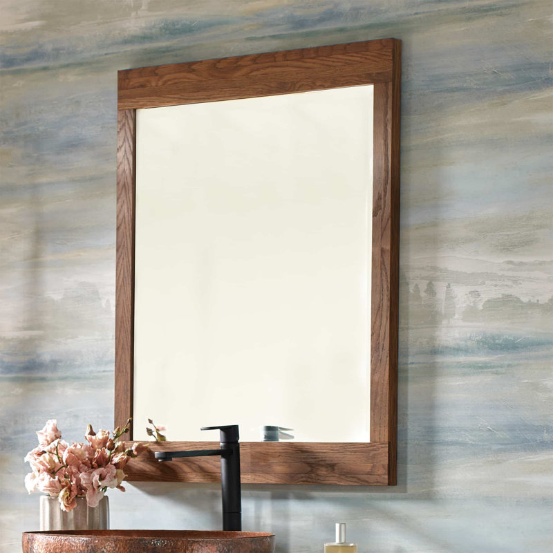 Winemaker Reclaimed Wood Wall Mirror, Cask Oak, 30.75" x 23.75"