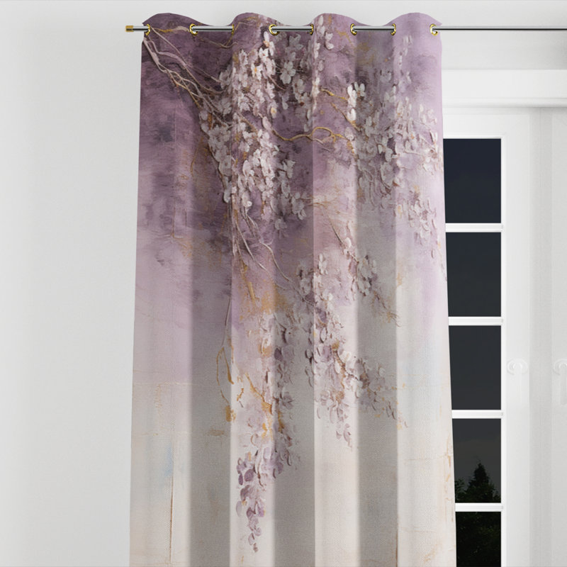 Aundreah - Rideau à œillets occultant lilas - 1 panneau, L 52 po x L 108 po, Œillets dorés