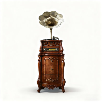 Gramophone rétro en bois d'hévéa