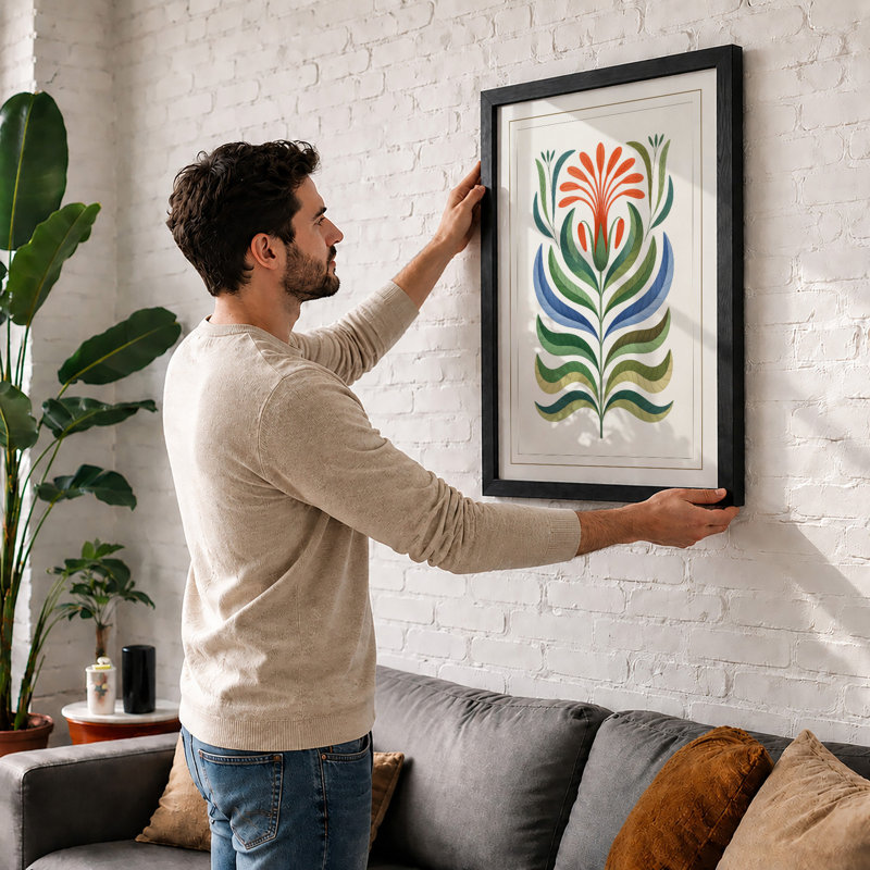 Symmetry in Bloom Botanical - Framed Print, Unframed, A4 - 29.7 x 21.0 cm